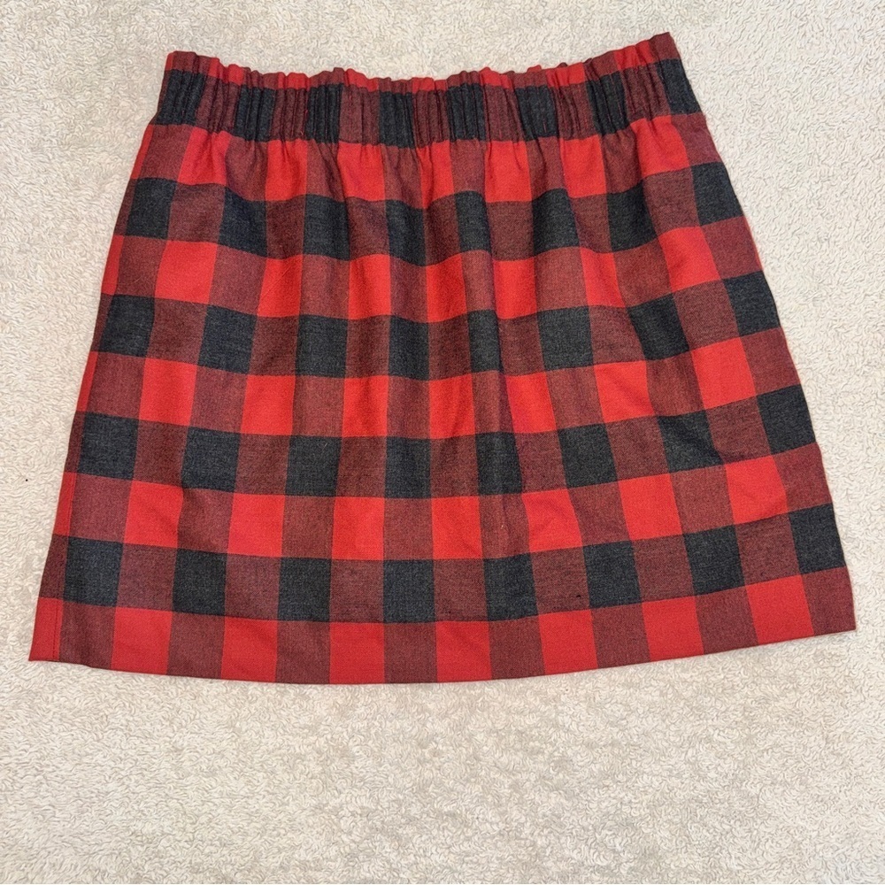 J. Crew Red and Black Checkered Mini Skirt